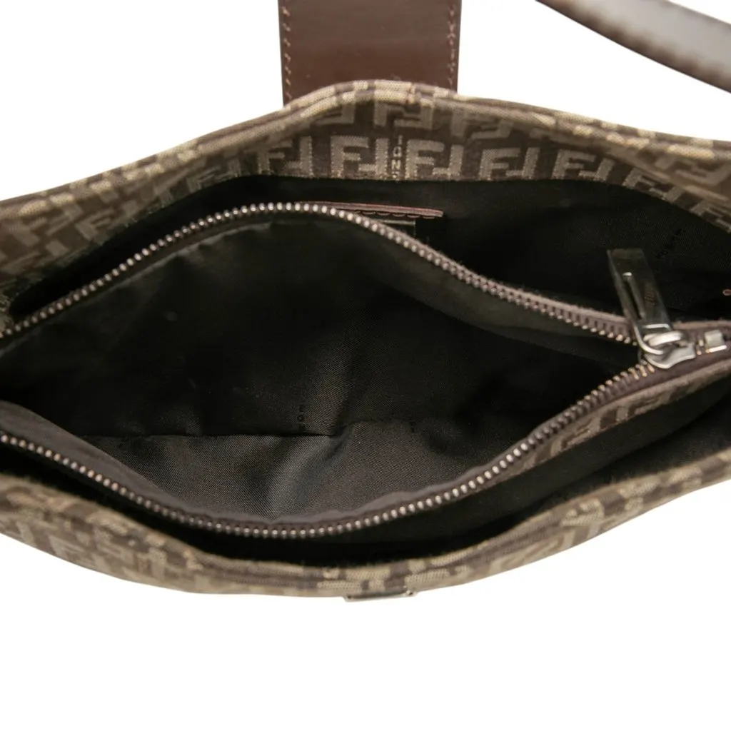 Fendi Zucchino Canvas Shoulder Bag Brown Very good - Model View