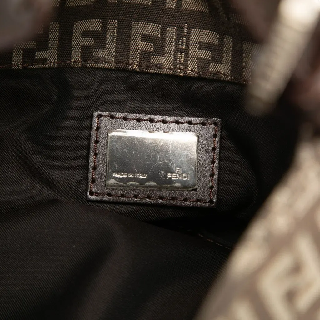 Fendi Zucchino Canvas Shoulder Bag Brown Very good - Box View