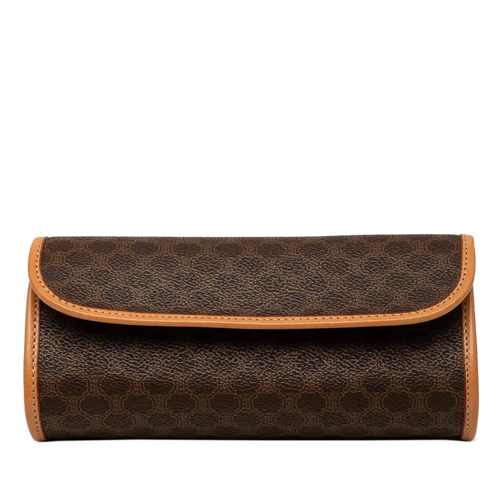 Celine Macadam Coated Canvas Clutch Brown Canvas Very good - Front View