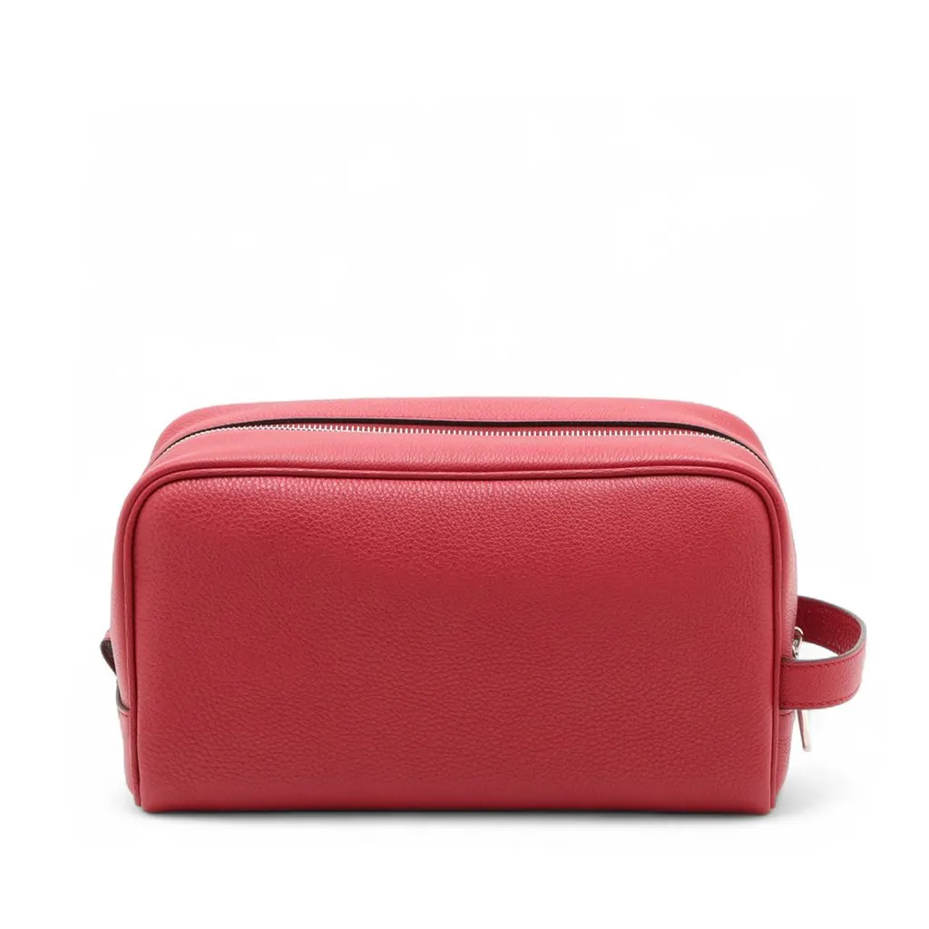 Fendi Leather Logo Travel Kit Pouch Red Leather Very good - Back View