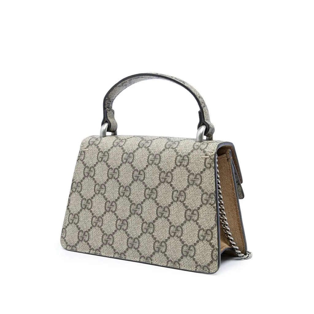 Gucci Mini GG Supreme Dionysus Satchel Beige Canvas Very good - Back View