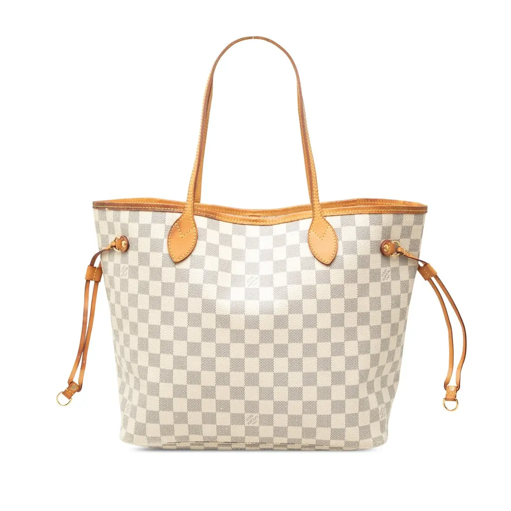 Louis Vuitton Damier Azur Neverfull MM White Good - Front View