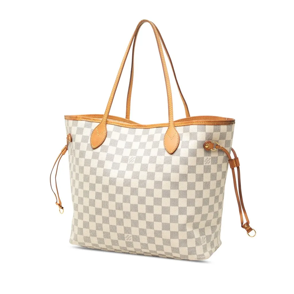 Louis Vuitton Damier Azur Neverfull MM White Good - Back View