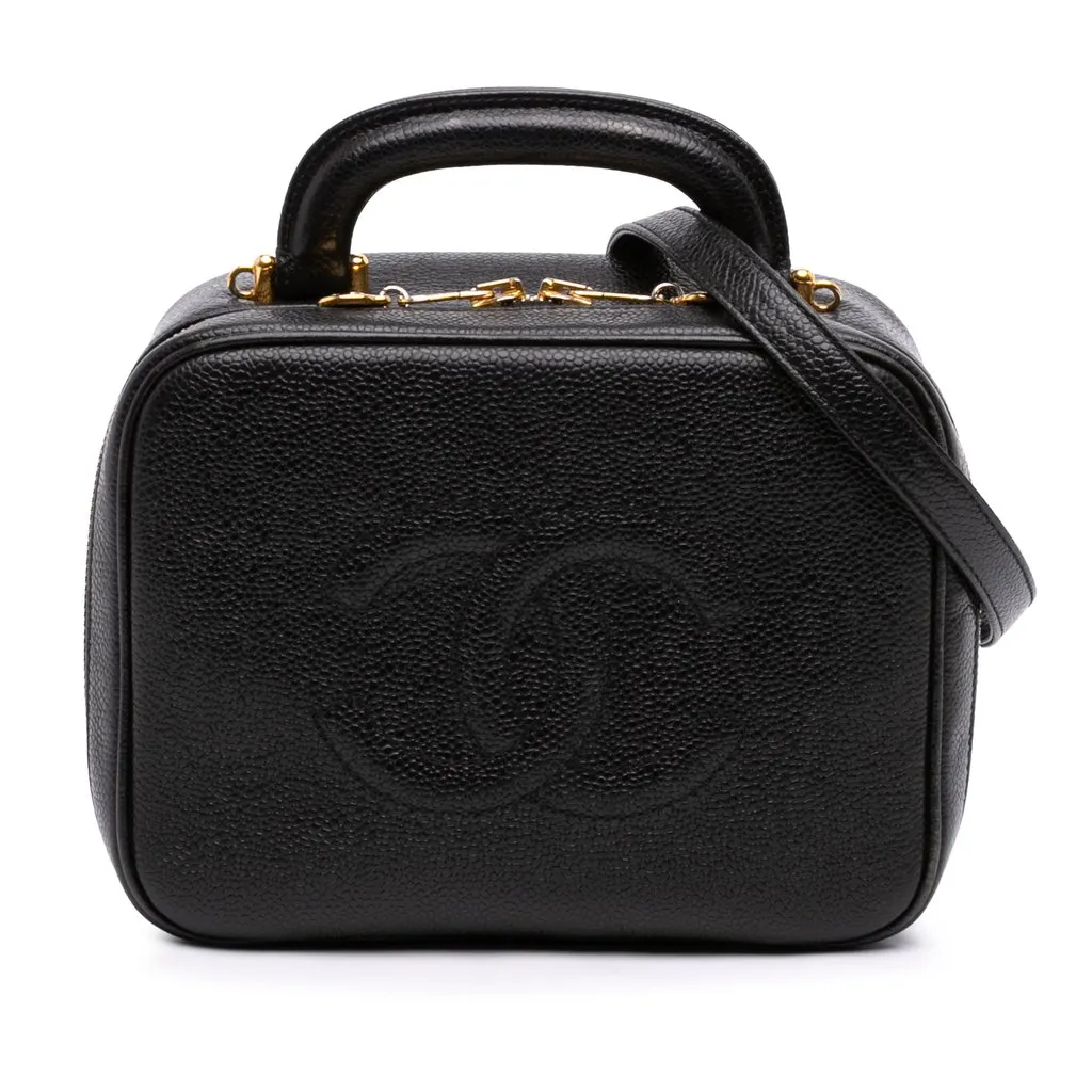 Chanel Medium CC Caviar Vanity Case Black Leather Very good - Front View