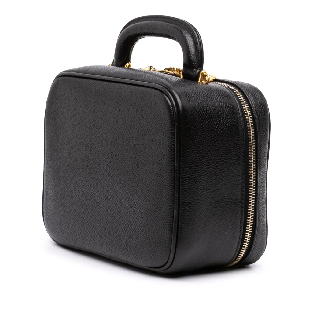 Chanel Medium CC Caviar Vanity Case Black Leather Very good - Back View