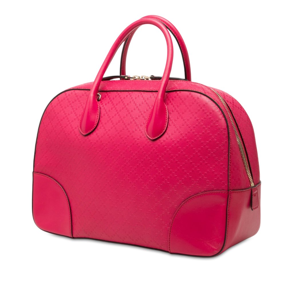 Gucci Diamante Bright Leather Satchel Pink Large Leather