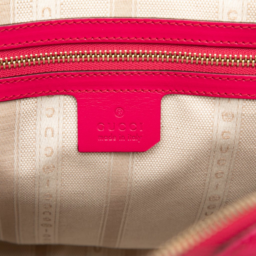 Gucci Diamante Bright Leather Satchel Pink Large Leather