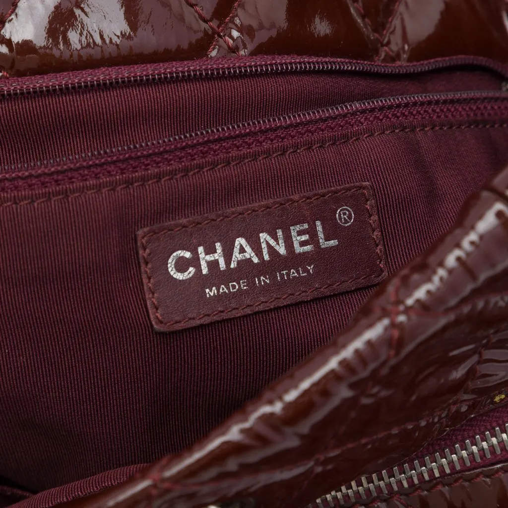 Chanel Quilted Patent Chic and Glitter Ligne Tote Red Leather Very good - Box View