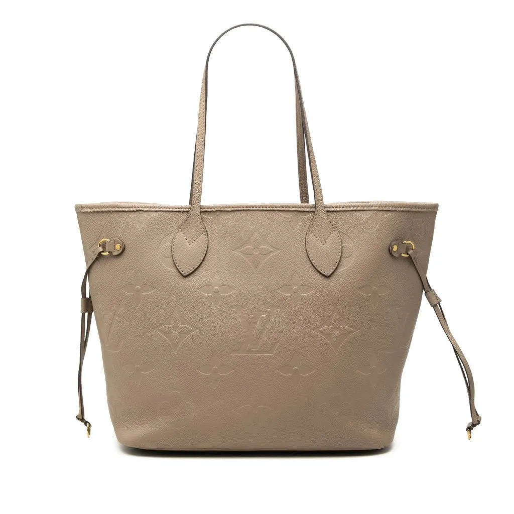 Louis Vuitton Monogram Giant Empreinte Neverfull MM Beige Leather Very good - Front View