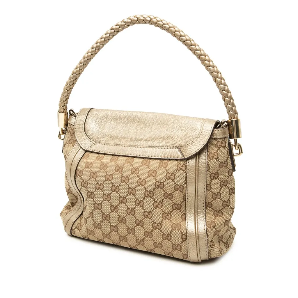 Gucci GG Canvas Bella Flap Satchel Beige Canvas Very good - Back View