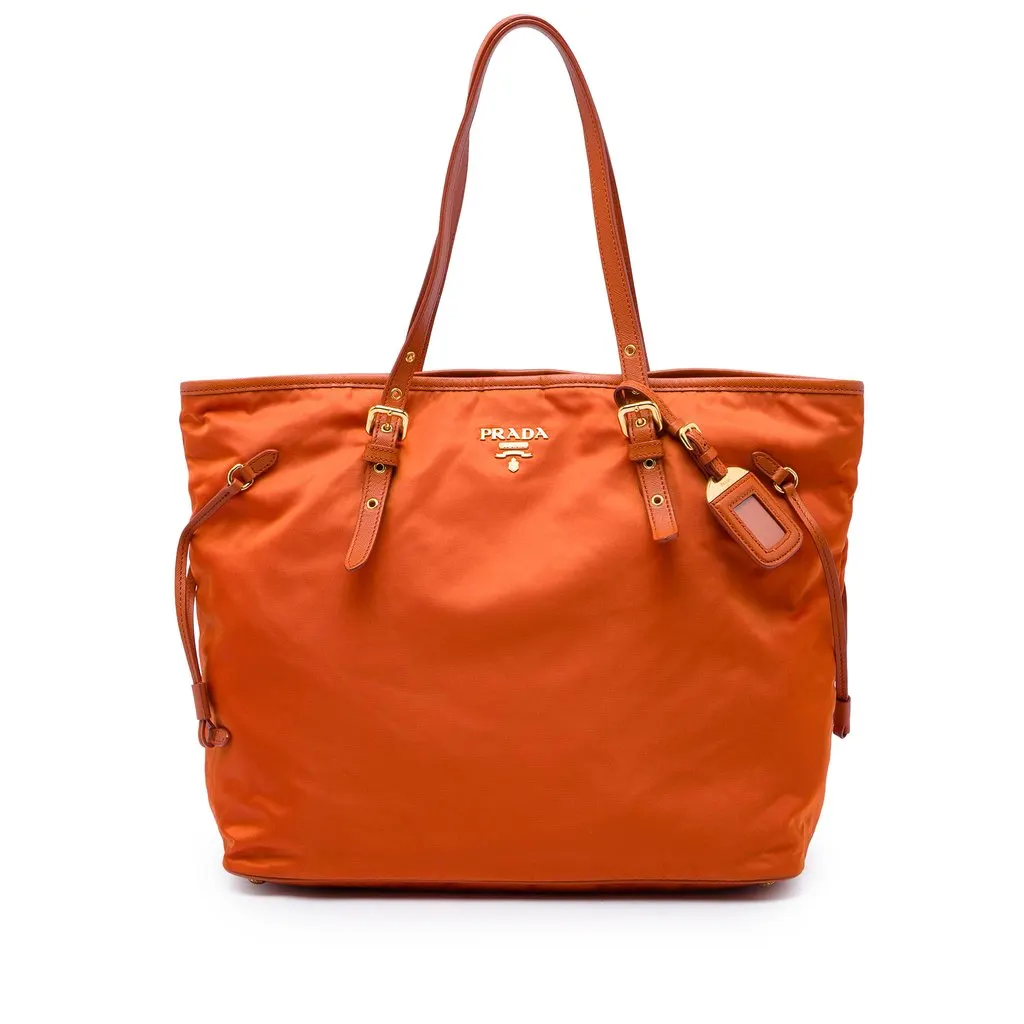 Prada Saffiano Trimmed Tessuto Tote Orange Polyamide Very good - Front View