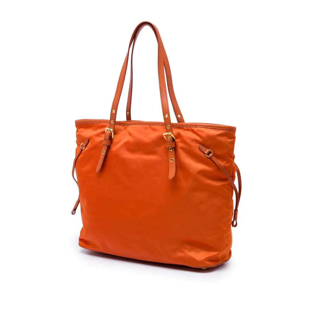 Prada Saffiano Trimmed Tessuto Tote Orange Polyamide Very good - Back View