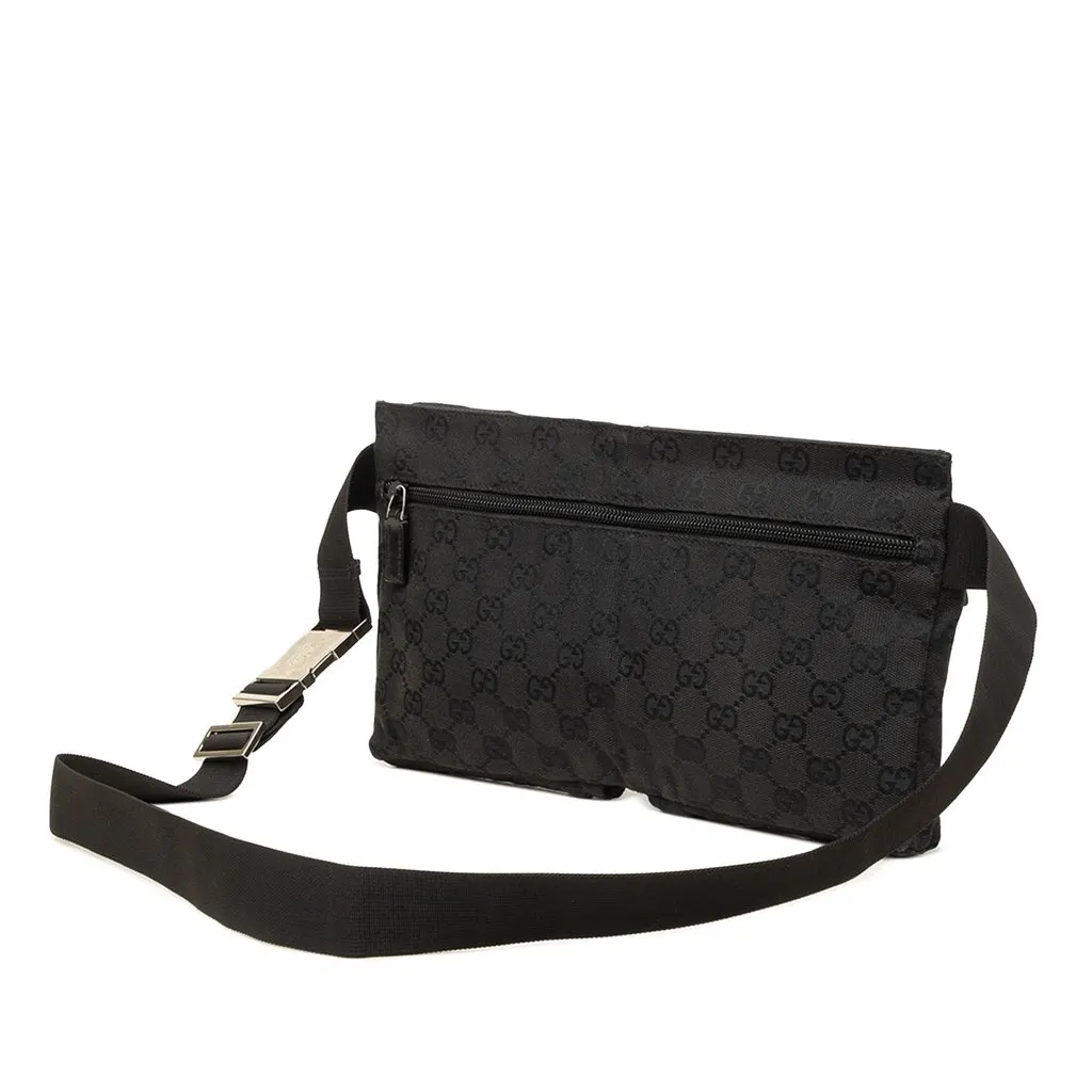 Gucci GG Canvas Double Pocket Belt Bag Black Canvas Very good - Back View