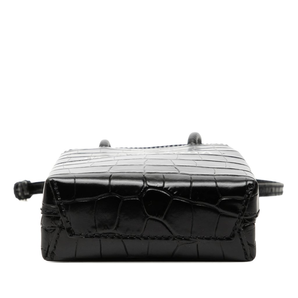 Balenciaga Mini Croc Embossed Leather Shopping Phone Holder