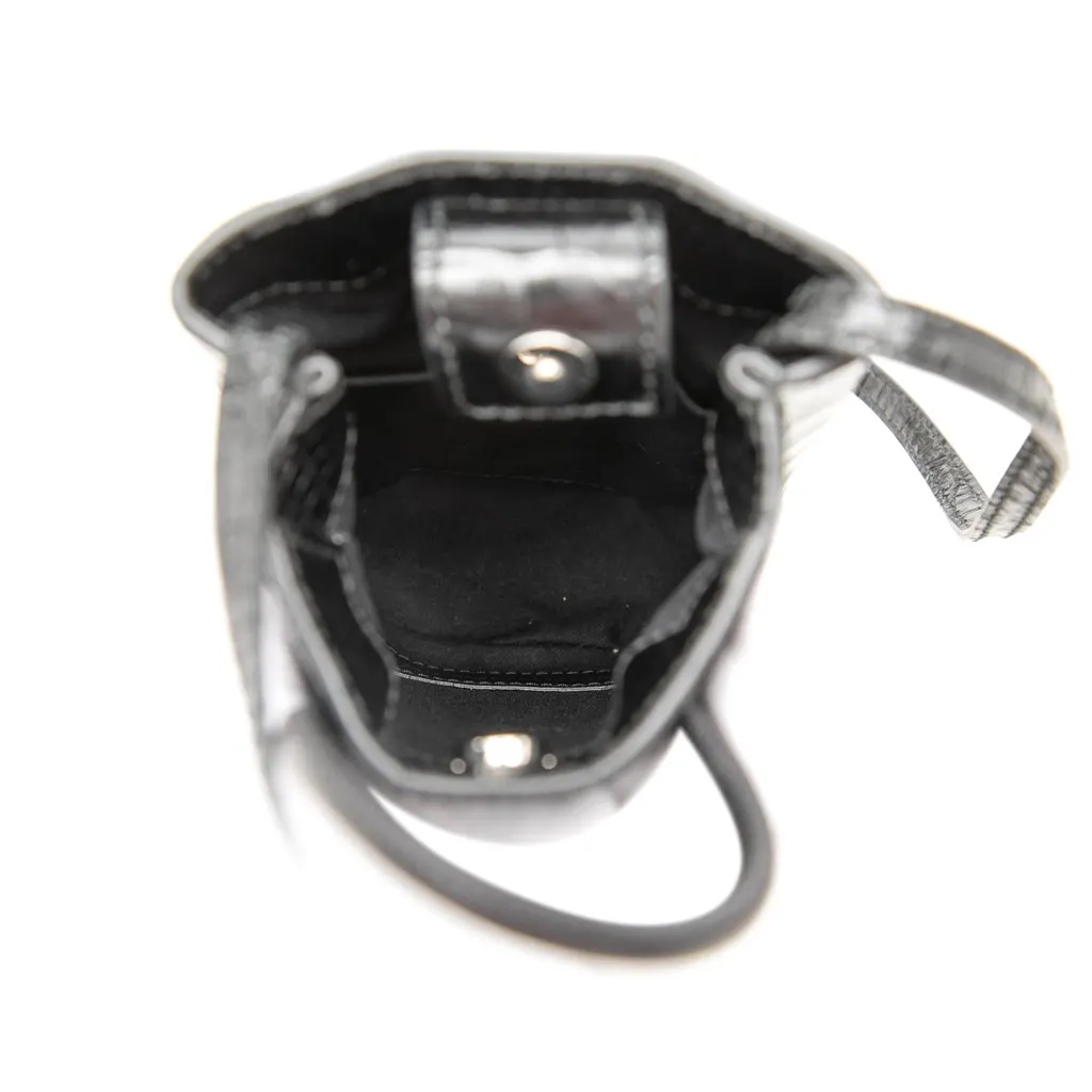 Balenciaga Mini Croc Embossed Leather Shopping Phone Holder Black Leather Very good - Box View