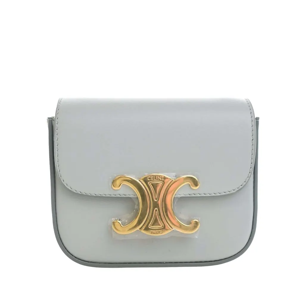 Celine Mini Calfskin Claude Crossbody Blue Leather Very good - Front View