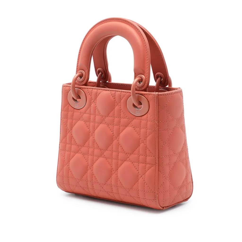 Dior Mini Ultra Matte Calfskin Cannage Lady Dior Orange Leather Very good - Back View