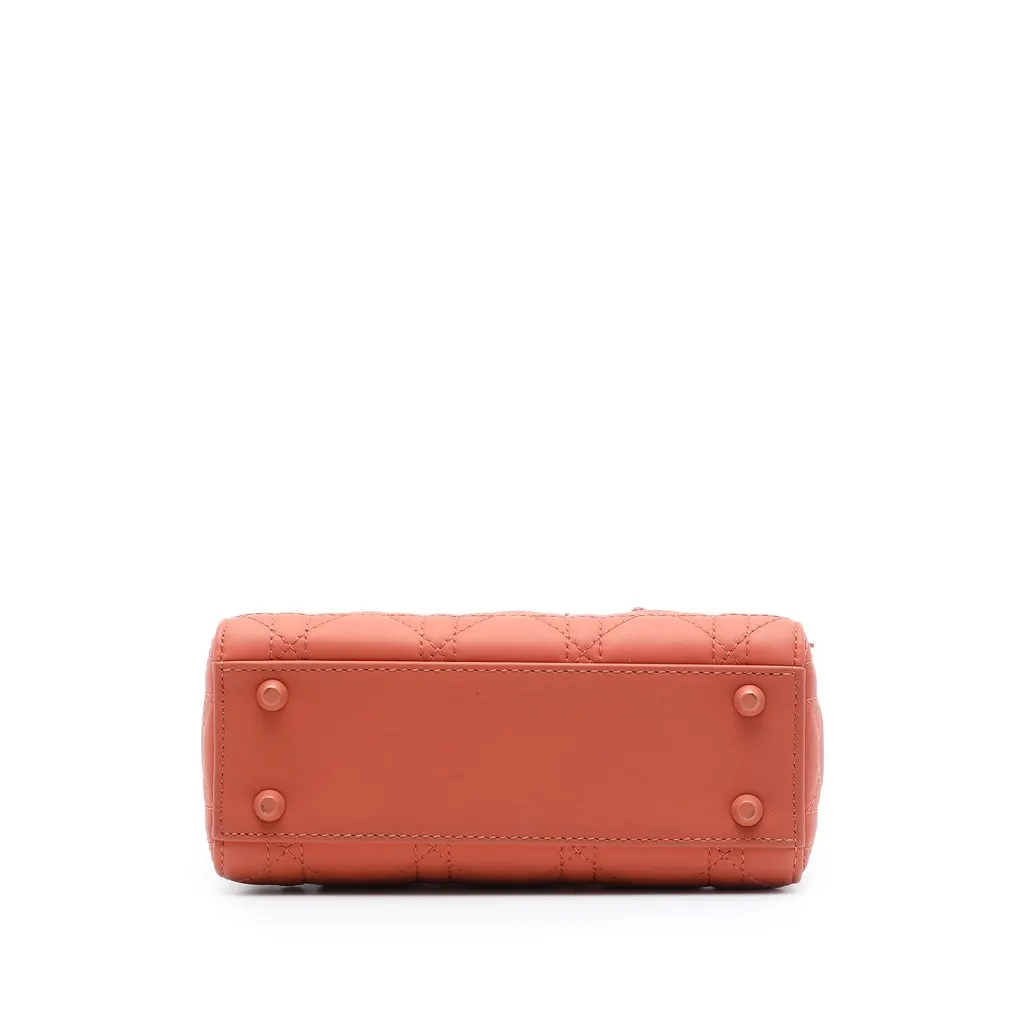 Dior Mini Ultra Matte Calfskin Cannage Lady Dior Orange Leather Very good - Inside View