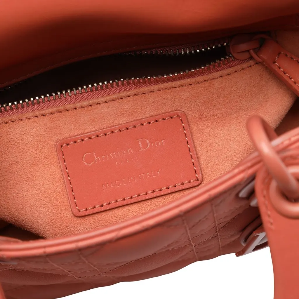 Dior Mini Ultra Matte Calfskin Cannage Lady Dior Orange Leather Very good - Box View