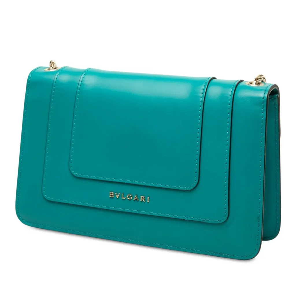 Bvlgari Calfskin Serpenti Forever Chain Crossbody Blue Leather Very good - Back View
