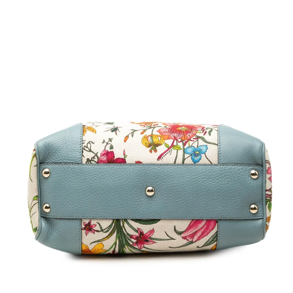 Gucci Small Canvas Flora Bamboo Shopper Satchel White Canvas Very good - Inside View