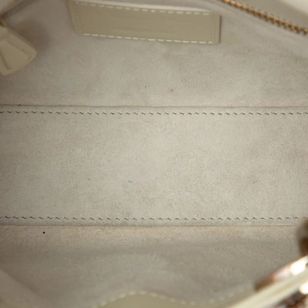 Dior Mini Patent Cannage Lady Dior White Leather Good - Model View