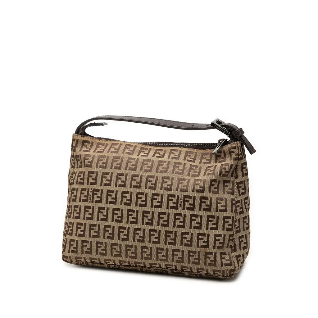 Fendi Zucchino Canvas Handbag Brown Very good - Back View