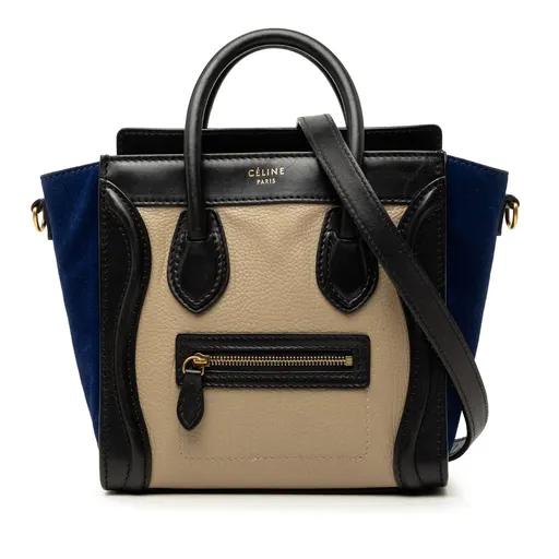 Celine Nano Tricolor Calfskin and Suede Luggage Tote