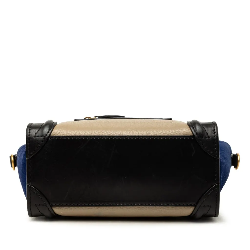 Celine Nano Tricolor Calfskin and Suede Luggage Tote Beige Leather Good - Inside View