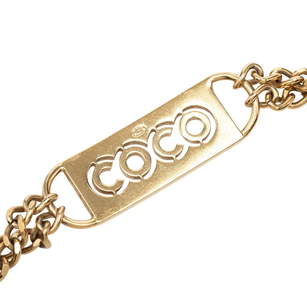 Chanel CC Gold Plated Strass Coco Plaque Double Chain Belt Gold Metal Very good - Inside View