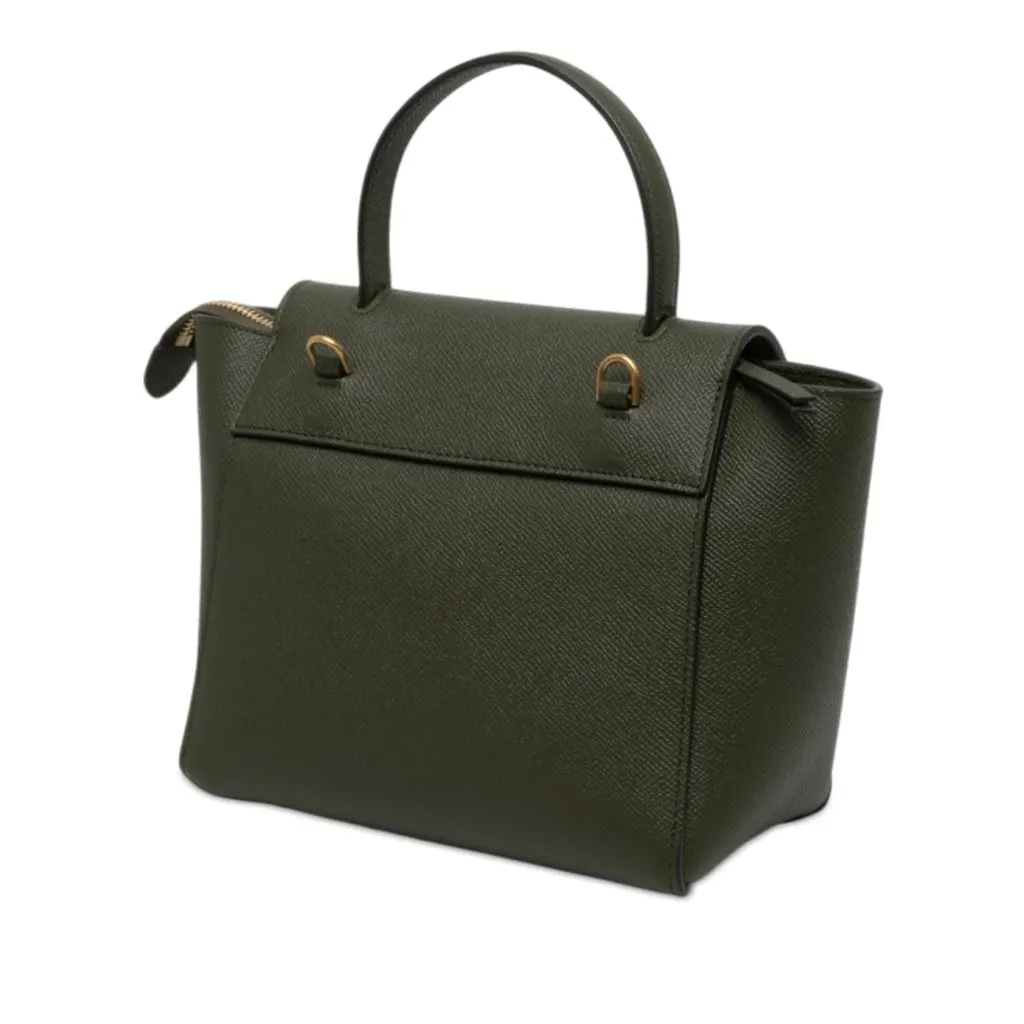Celine Micro Grained Calfskin Belt Bag Green Leather Very good - Back View