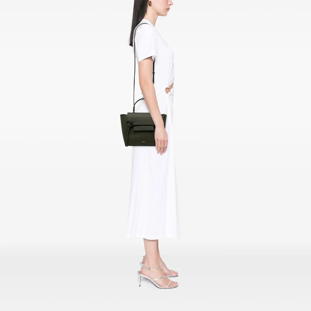 Celine Micro Grained Calfskin Belt Bag Green Leather Very good - Box View