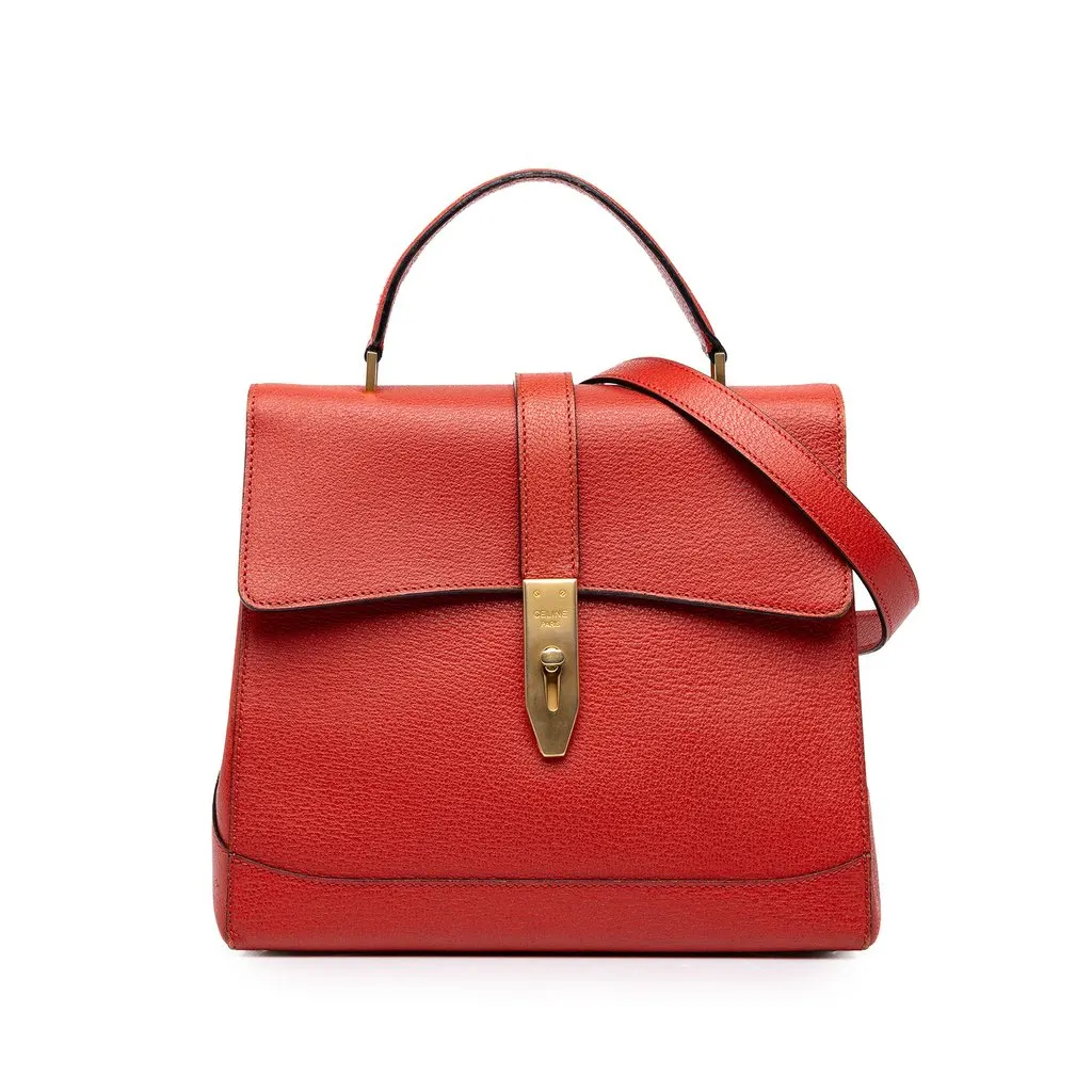Celine جلد 16 Turn Lock توب Handle حقيبة