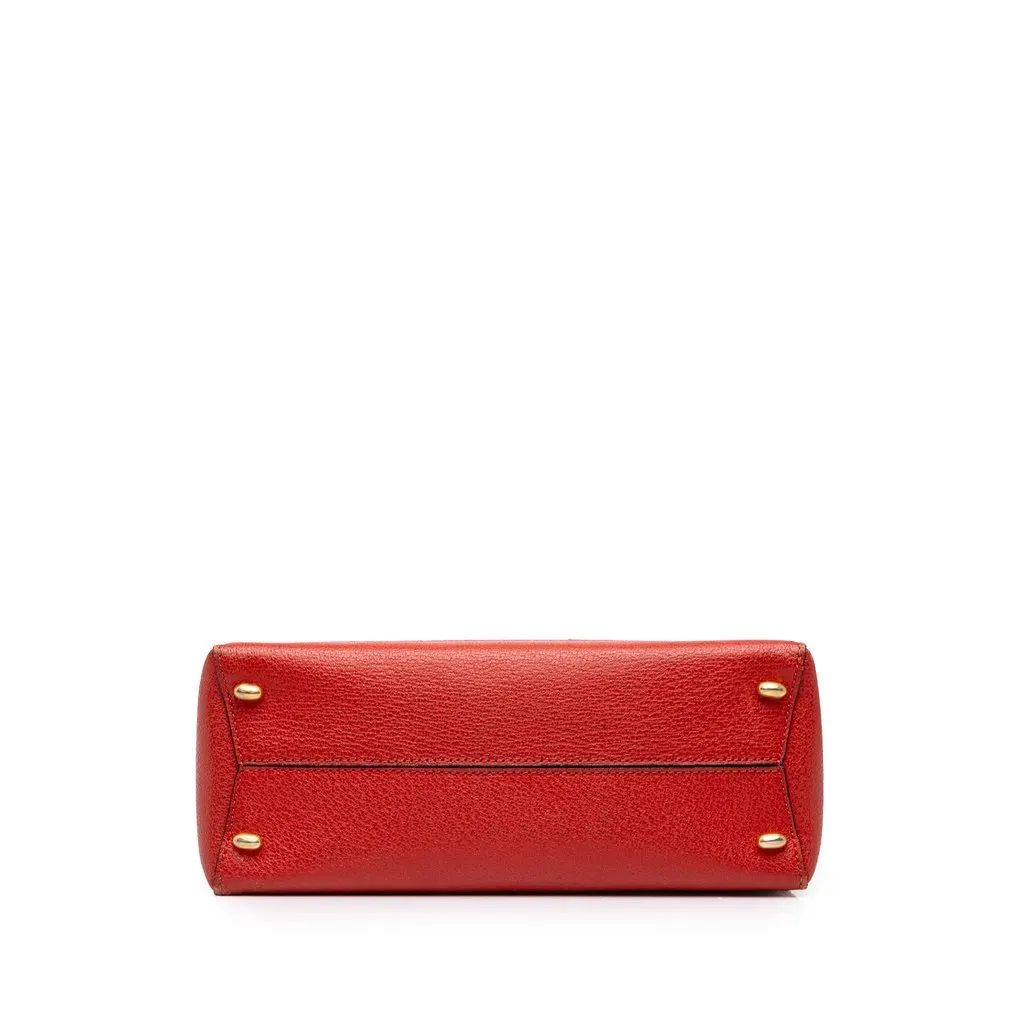 Celine Leather 16 Turn Lock Top Handle Bag Red Leather Very good - Inside View