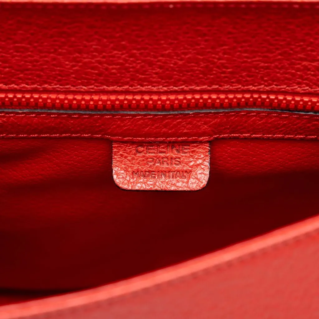 Celine Leather 16 Turn Lock Top Handle Bag Red Leather Very good - Box View
