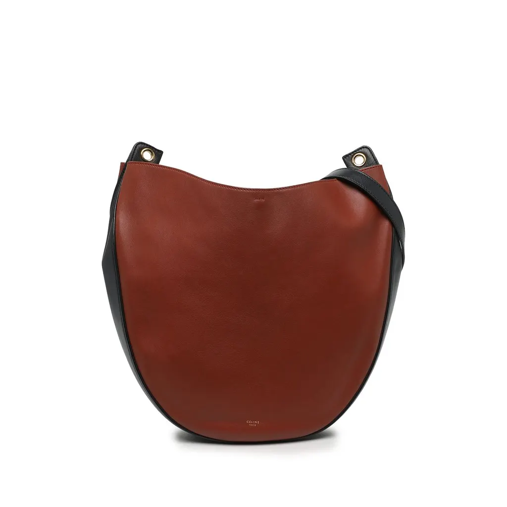 Celine Medium Bicolor Calfskin Trotteur Hobo Red Leather Very good - Front View