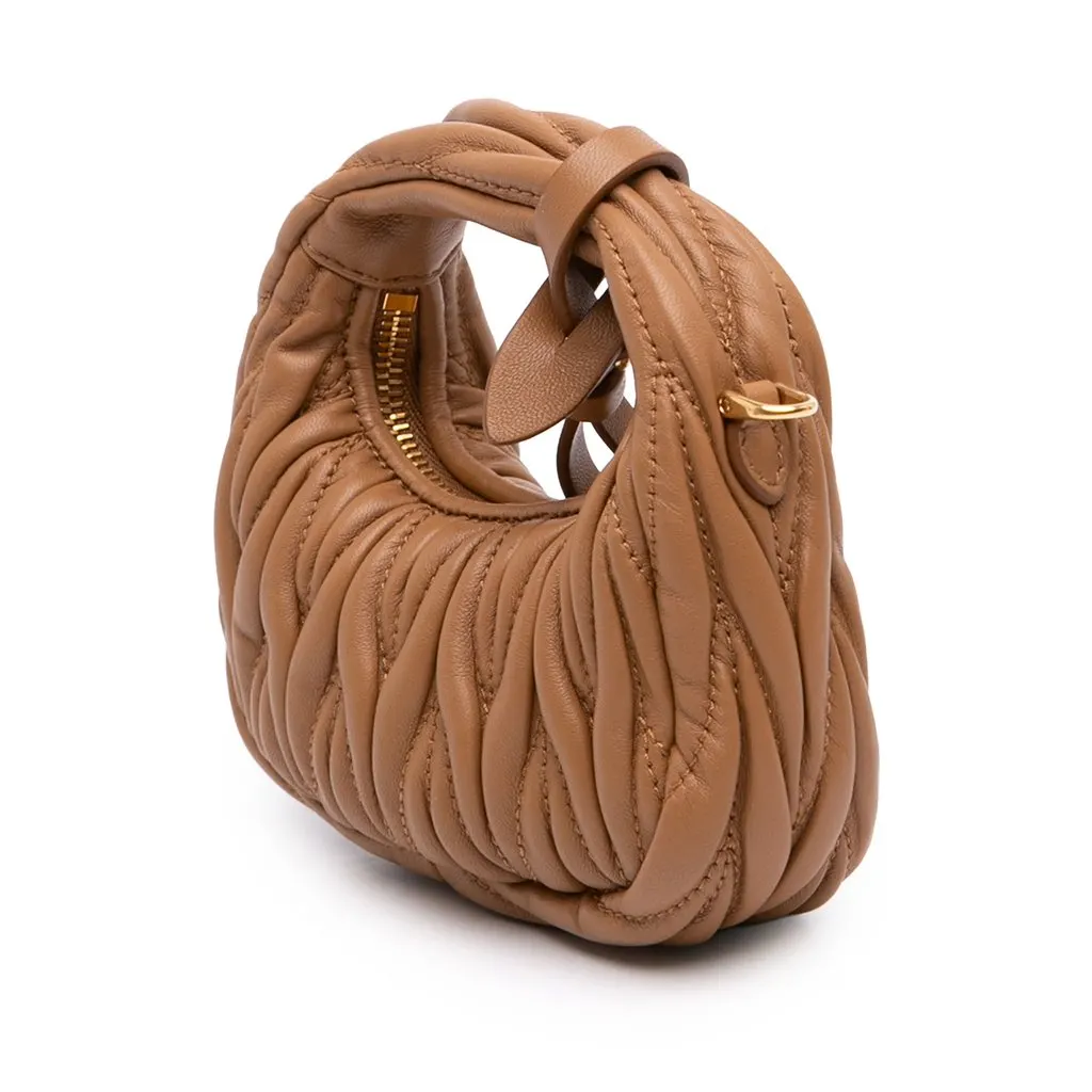Miu Miu Micro Nappa Matelasse Wander Bag Brown Leather Very good - Back View