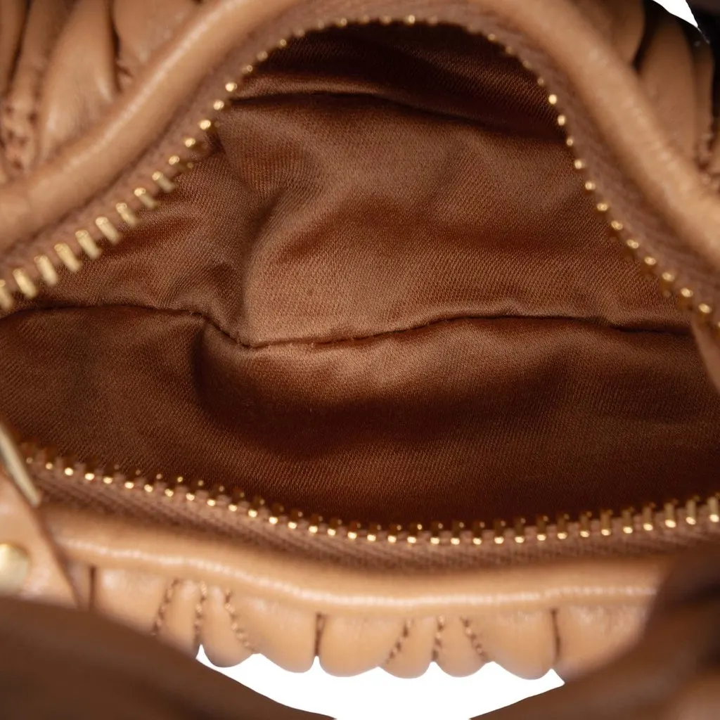 Miu Miu Micro Nappa Matelasse Wander Bag Brown Leather Very good - Model View