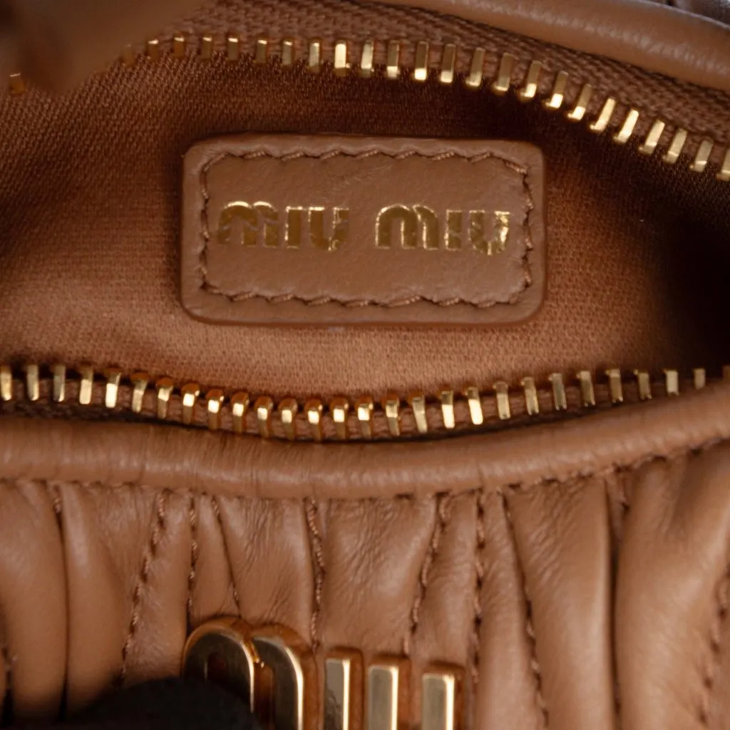 Miu Miu Micro Nappa Matelasse Wander Bag Brown Leather Very good - Box View