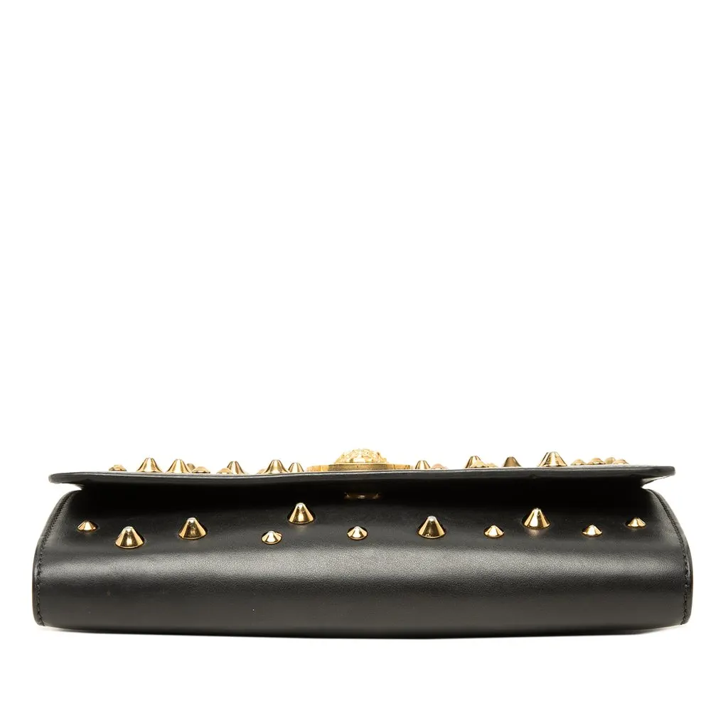 Versace Studded Vitello Calfskin Palazzo Medusa Clutch With Chain Black Leather Good - Inside View