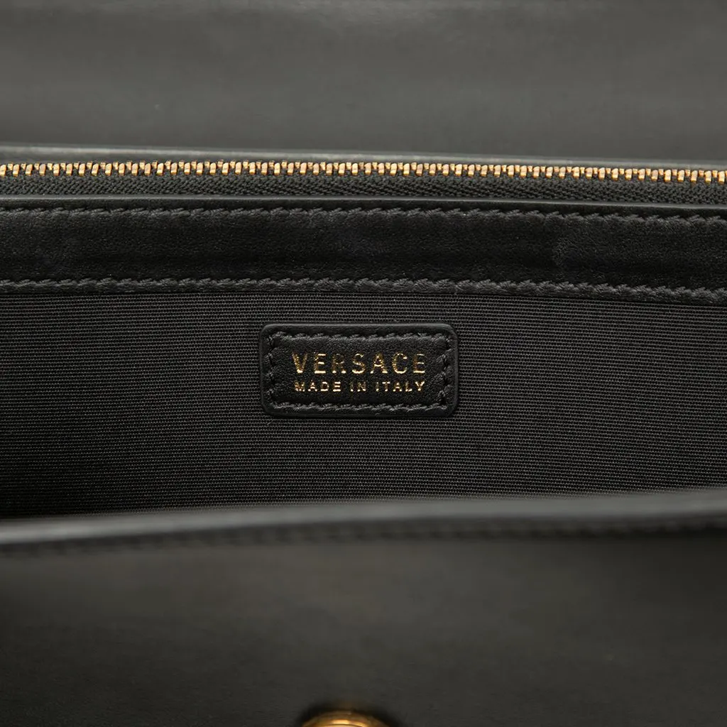 Versace Studded Vitello Calfskin Palazzo Medusa Clutch With Chain Black Leather Good - Box View