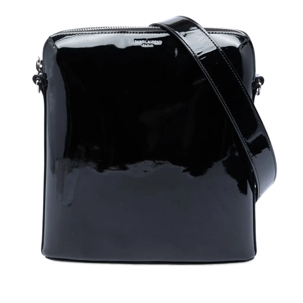 Saint Laurent Patent Leather Crossbody Black Leather Very good - Front View