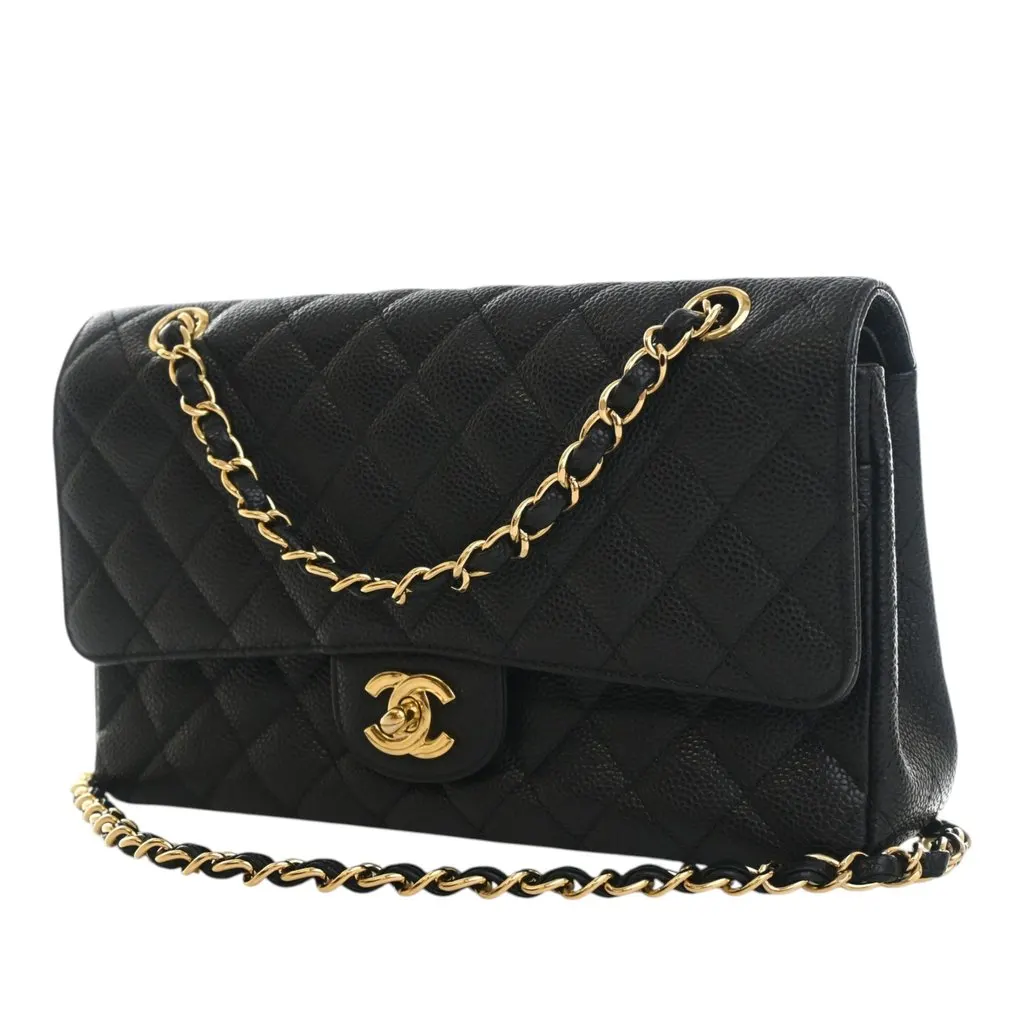 Chanel Medium Classic Caviar Double Flap Black Leather Very good - Inside View