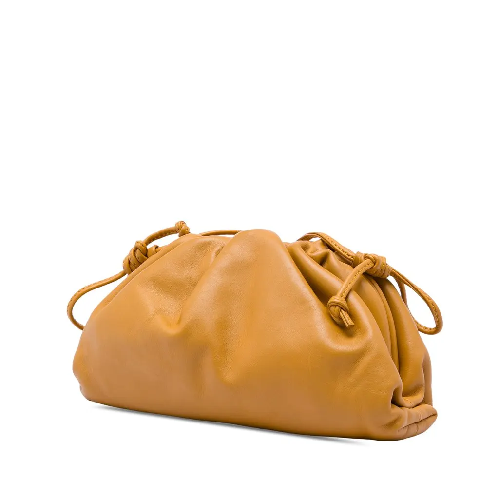 Bottega Veneta Lambskin The Mini Pouch Crossbody Brown Leather Very good - Back View
