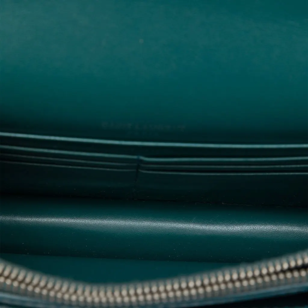 Saint Laurent Mini Croc Embossed Leather Monogram Sunset Wallet on Chain Green Leather Good - Model View