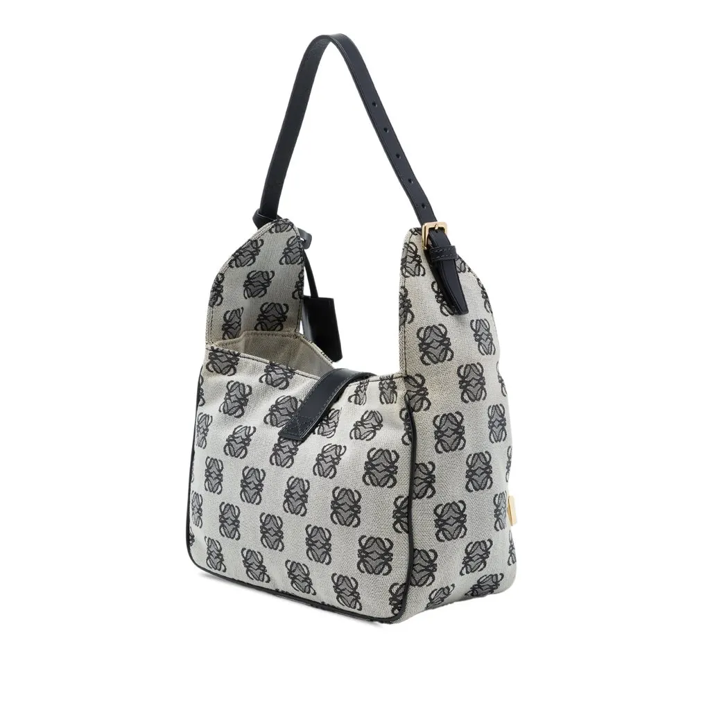 Loewe Anagram Canvas Shoulder Bag Grey Canvas Very good - Back View