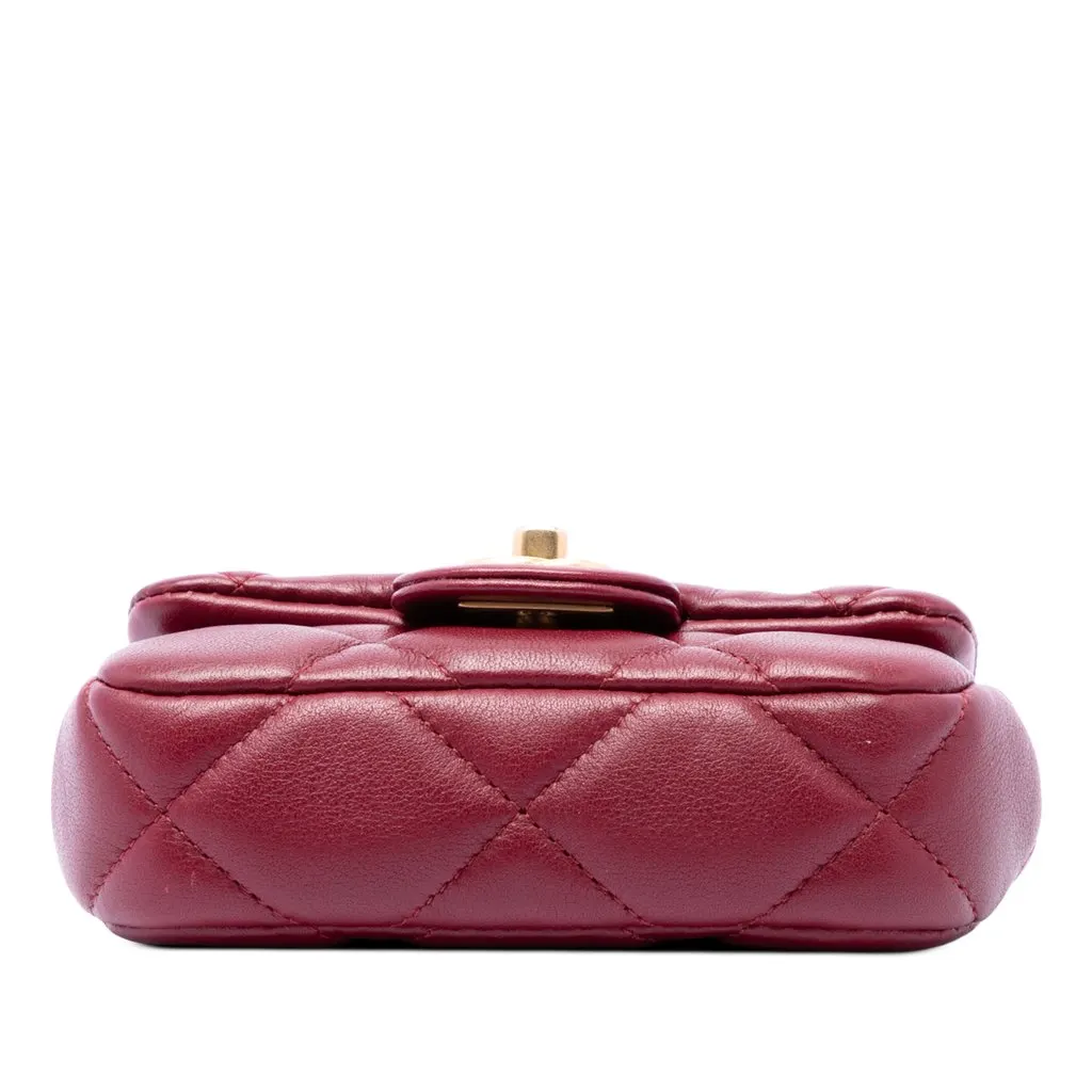 Chanel Quilted Calfskin Lady Card Holder with Chain Top Handle Bag Red Leather Very good - Inside View
