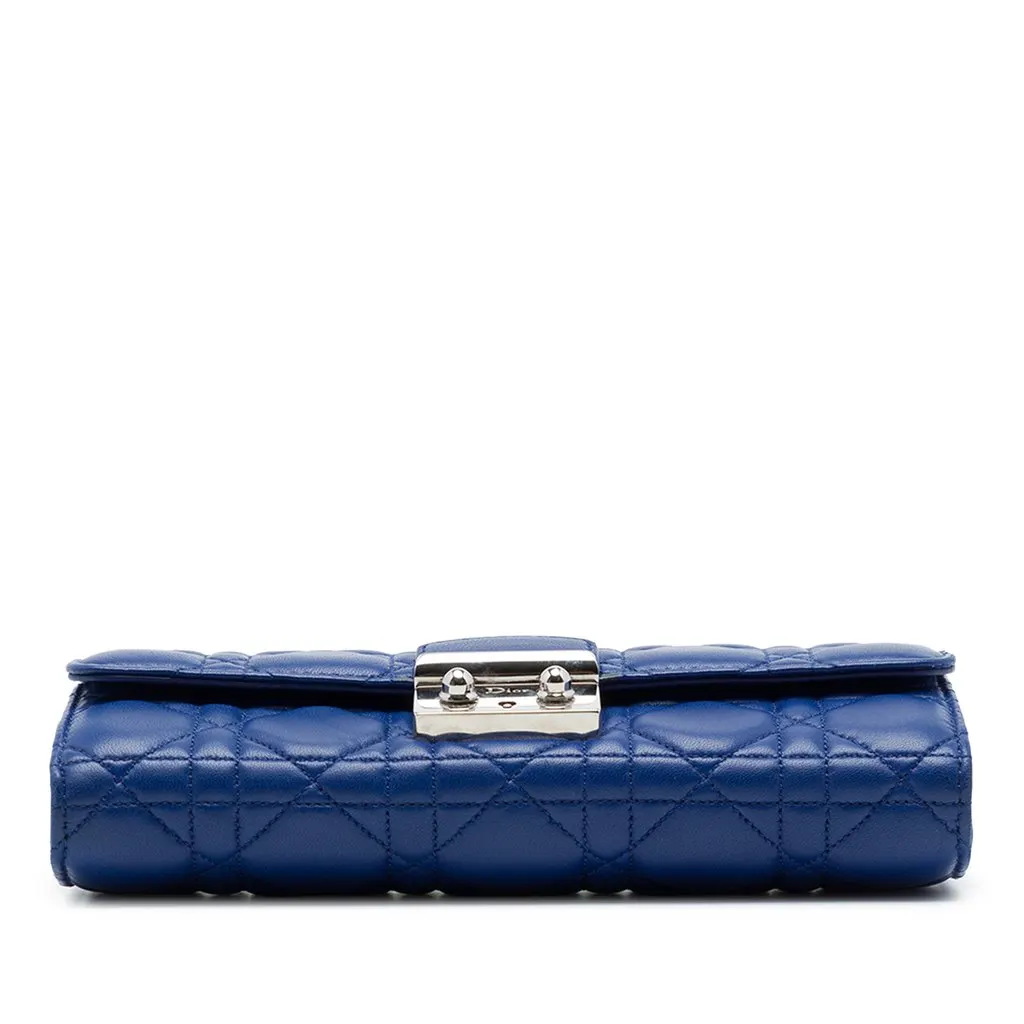 Dior Lambskin Cannage Miss Dior Promenade Wallet on Chain Blue Leather Very good - Inside View