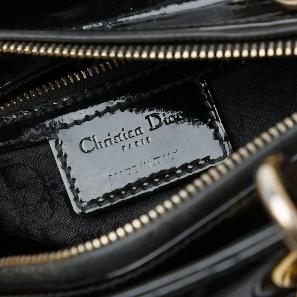 Dior Medium Patent Cannage Lady Dior Black Leather Very good - Box View