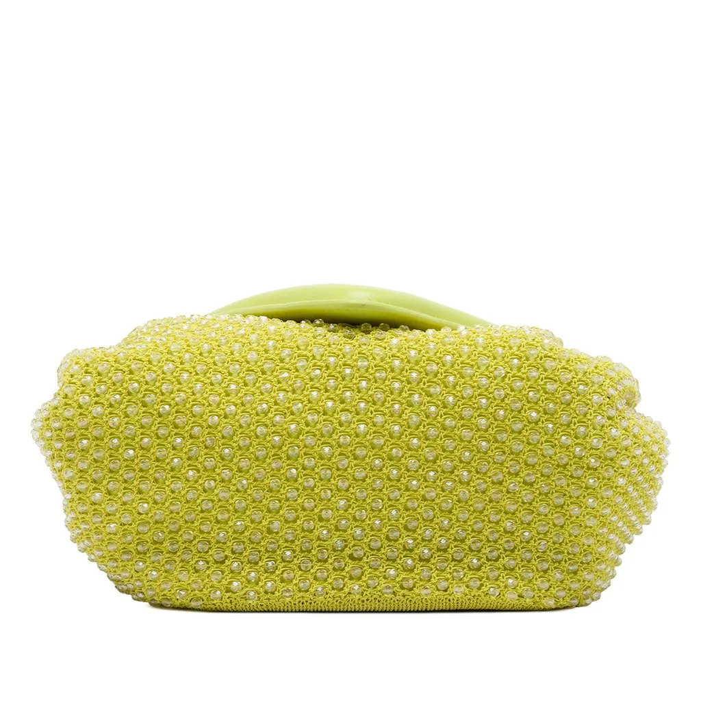 Bottega Veneta Small Beaded Crochet Knit and Leather Beak Crossbody Green Very good - Inside View